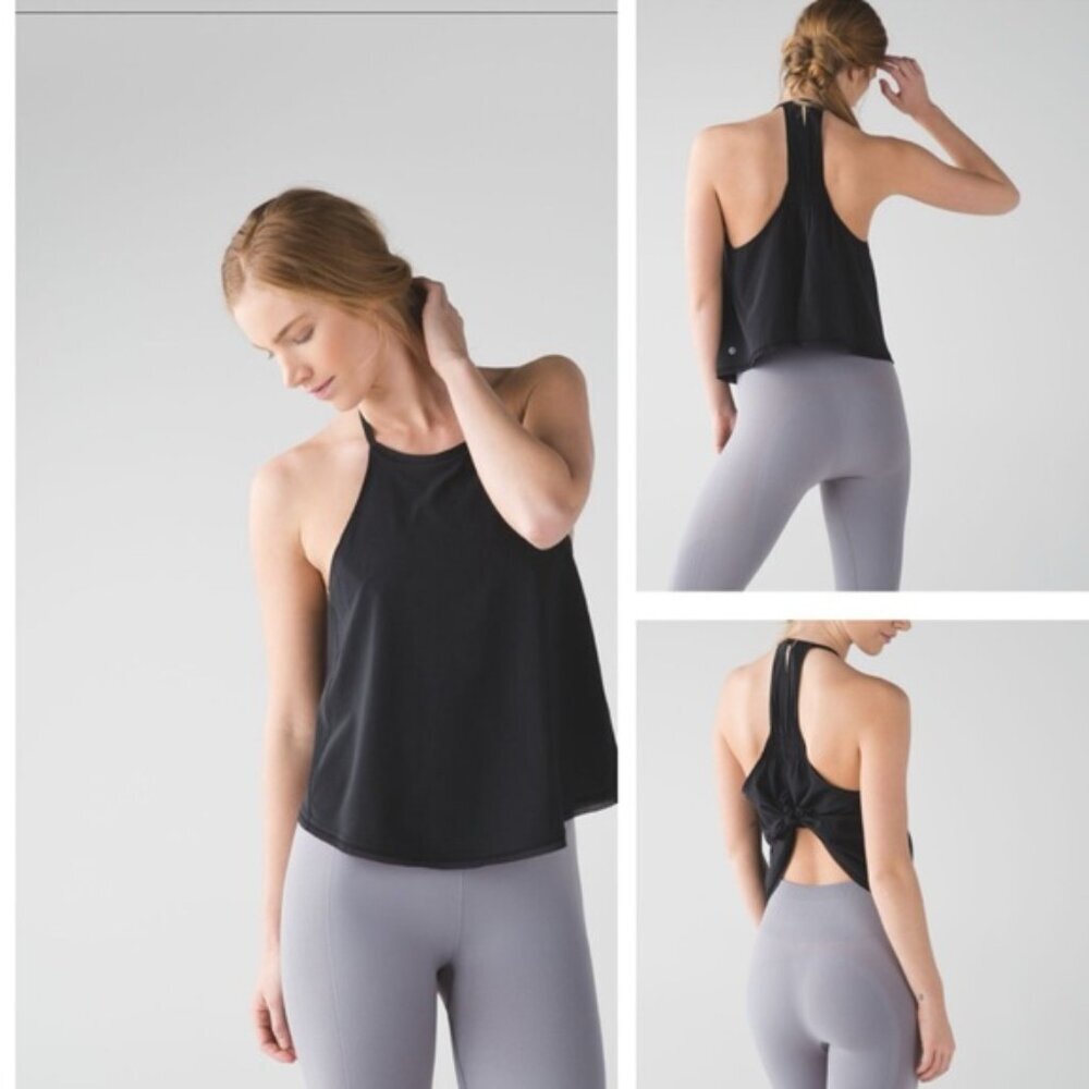 Lululemon Free Spirit Tank Bra Lightweight Back Ties Loose Mesh Adjustable AB 8